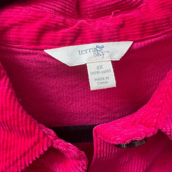 Terra & Sky Vibrant Pink Corduroy Shirt - Picture 2 of 3